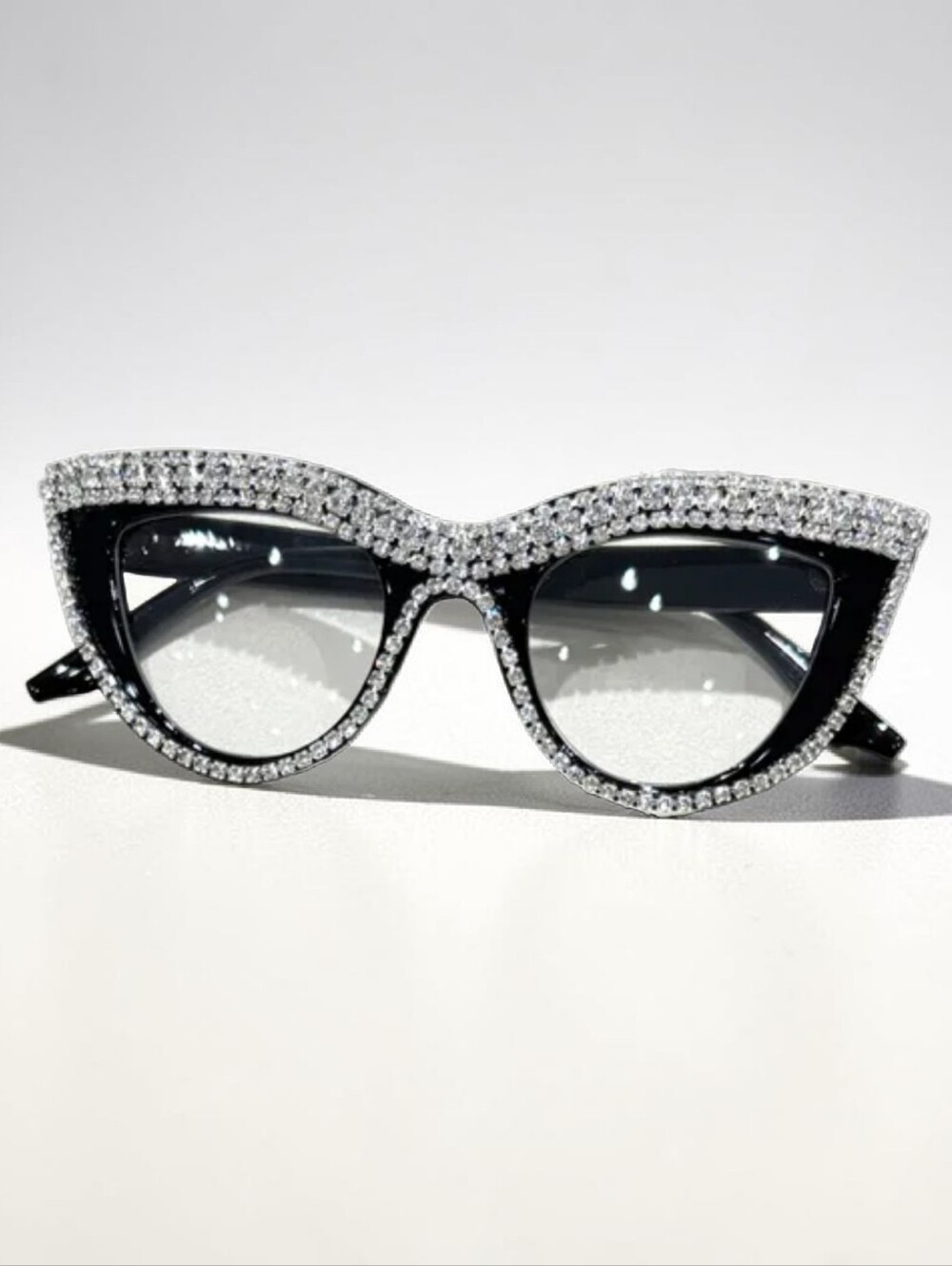 Black and Crystal Cat Eye Reading Glasses +1.50